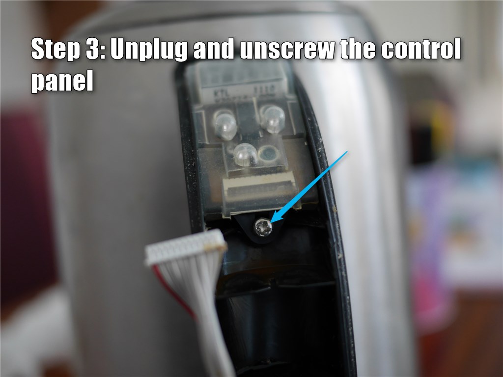 Step 3: Unplug and unscrew the control panel